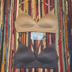 Bundle of 2 Victoria's Secret Lightly Lined Plunge Wireless Racerback Bras 36C